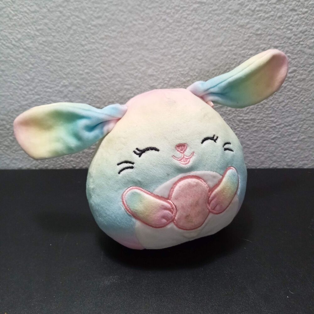 Squishmallows Tie Dye Bunny Wu The Rainbow with Egg 5" 2023 Soft Easter Rabbit